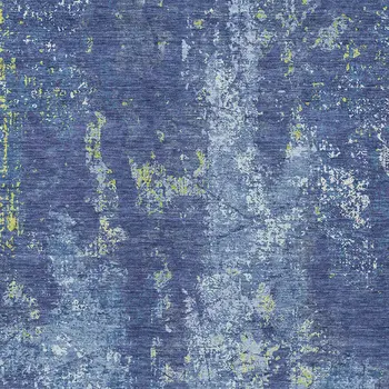 9' X 12' Navy Blue And Denim Blue Abstract Washable Indoor Outdoor Area Rug