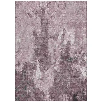 9' X 12' Pink And Mauve Abstract Washable Indoor Outdoor Area Rug