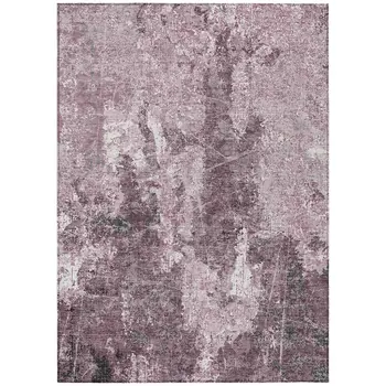 9' X 12' Pink And Mauve Abstract Washable Indoor Outdoor Area Rug