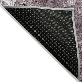 9' X 12' Pink And Mauve Abstract Washable Indoor Outdoor Area Rug