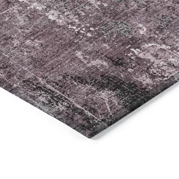 9' X 12' Pink And Mauve Abstract Washable Indoor Outdoor Area Rug