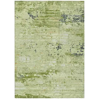 3' X 5' Artichoke Green And Olive Green Abstract Washable Indoor Outdoor Area Rug