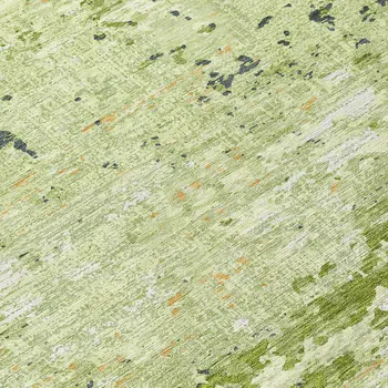 3' X 5' Artichoke Green And Olive Green Abstract Washable Indoor Outdoor Area Rug
