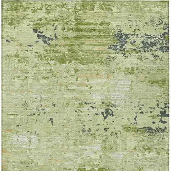 5' X 8' Artichoke Green And Olive Green Abstract Washable Indoor Outdoor Area Rug
