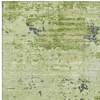 10' X 14' Artichoke Green And Olive Green Abstract Washable Indoor Outdoor Area Rug