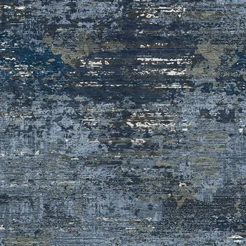 3' X 5' Blue And Navy Blue Abstract Washable Indoor Outdoor Area Rug