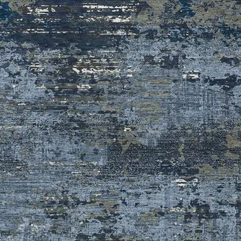 9' X 12' Blue And Navy Blue Abstract Washable Indoor Outdoor Area Rug