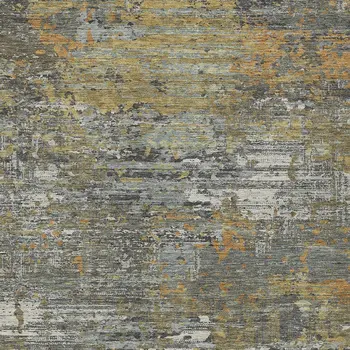 8' X 10' Gold And Taupe Abstract Washable Indoor Outdoor Area Rug