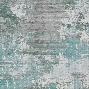 10' X 14' Blue And Teal Blue Abstract Washable Indoor Outdoor Area Rug