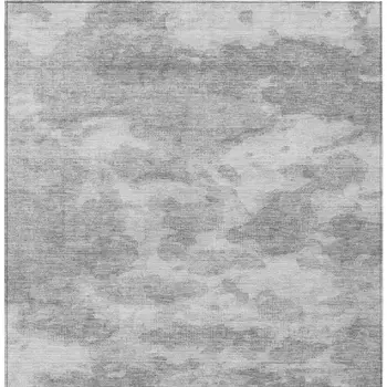 3' X 5' Silver And Gray Abstract Washable Indoor Outdoor Area Rug