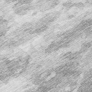 8' Silver And Gray Round Abstract Washable Indoor Outdoor Area Rug