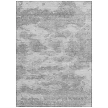 9' X 12' Silver And Gray Abstract Washable Indoor Outdoor Area Rug