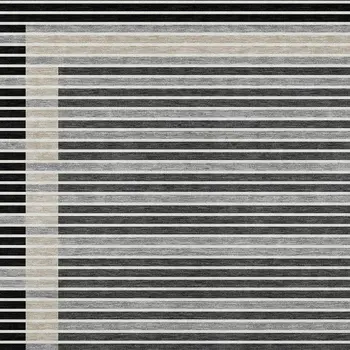 3' X 5' Black And Beige Striped Washable Indoor Outdoor Area Rug