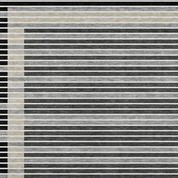 5' X 8' Black And Beige Striped Washable Indoor Outdoor Area Rug