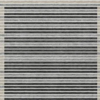 9' X 12' Black And Beige Striped Washable Indoor Outdoor Area Rug