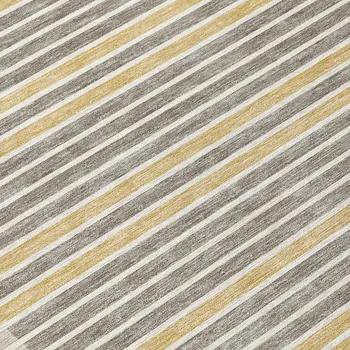 9' X 12' Brown And Ivory Striped Washable Indoor Outdoor Area Rug