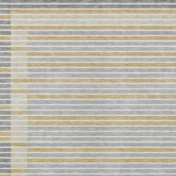 3' X 5' Gray And Silver Striped Washable Indoor Outdoor Area Rug