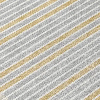 8' X 10' Gray And Silver Striped Washable Indoor Outdoor Area Rug
