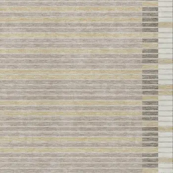 5' X 8' Ivory And Beige Striped Washable Indoor Outdoor Area Rug