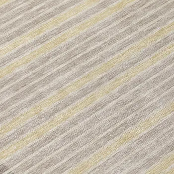 8' Ivory And Beige Round Striped Washable Indoor Outdoor Area Rug