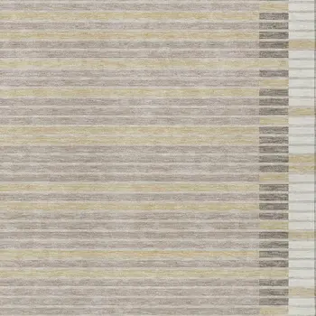 9' X 12' Ivory And Beige Striped Washable Indoor Outdoor Area Rug
