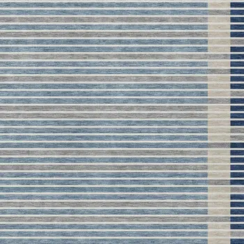 3' X 5' Navy Blue And Denim Blue Striped Washable Indoor Outdoor Area Rug