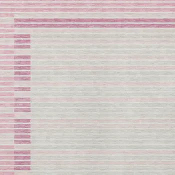 9' X 12' Pink And Ivory Striped Washable Indoor Outdoor Area Rug
