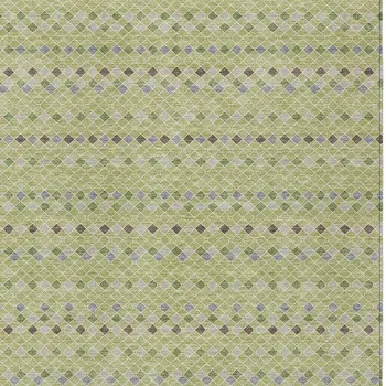 5' X 8' Artichoke Green And Fern Green Striped Washable Indoor Outdoor Area Rug