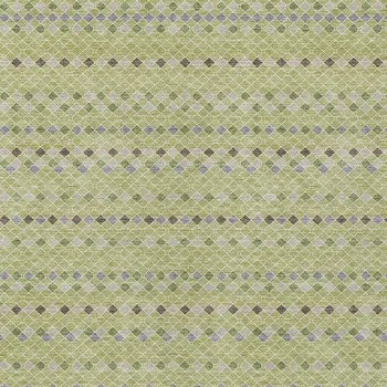 8' X 10' Artichoke Green And Fern Green Striped Washable Indoor Outdoor Area Rug