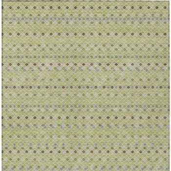 10' X 14' Artichoke Green And Fern Green Striped Washable Indoor Outdoor Area Rug
