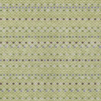 10' X 14' Artichoke Green And Fern Green Striped Washable Indoor Outdoor Area Rug