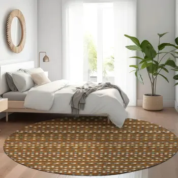 8' Brown And Gray Round Striped Washable Indoor Outdoor Area Rug