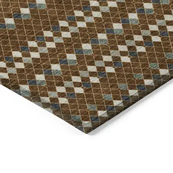 8' X 10' Brown And Gray Striped Washable Indoor Outdoor Area Rug