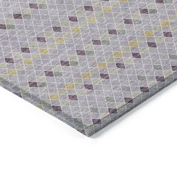 9' X 12' Lavender And Ivory Striped Washable Indoor Outdoor Area Rug