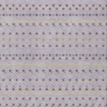 9' X 12' Lavender And Ivory Striped Washable Indoor Outdoor Area Rug