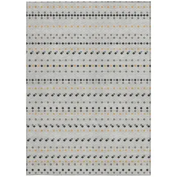 5' X 8' Silver And Gray Striped Washable Indoor Outdoor Area Rug