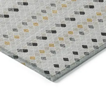 5' X 8' Silver And Gray Striped Washable Indoor Outdoor Area Rug