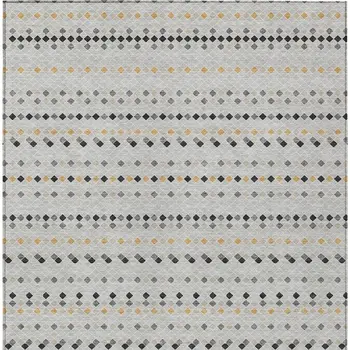 9' X 12' Silver And Gray Striped Washable Indoor Outdoor Area Rug