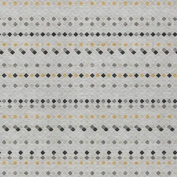 9' X 12' Silver And Gray Striped Washable Indoor Outdoor Area Rug