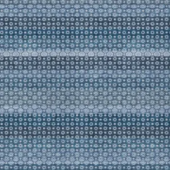3' X 5' Denim Blue And Sky Blue Striped Washable Indoor Outdoor Area Rug
