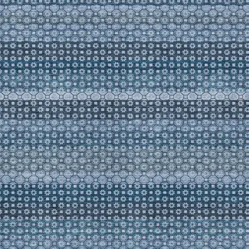 5' X 8' Denim Blue And Sky Blue Striped Washable Indoor Outdoor Area Rug