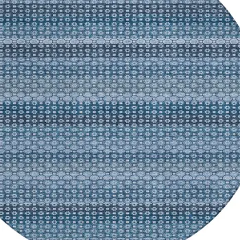 8' Denim Blue And Sky Blue Round Striped Washable Indoor Outdoor Area Rug