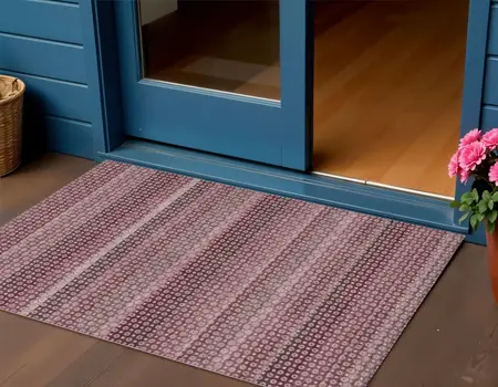 3' X 5' Red And Burgundy Striped Washable Indoor Outdoor Area Rug