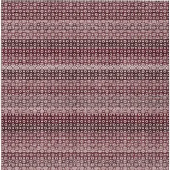 9' X 12' Red And Burgundy Striped Washable Indoor Outdoor Area Rug