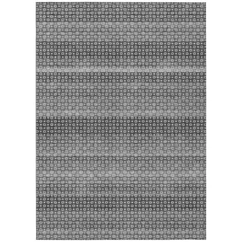 3' X 5' Gray And Silver Striped Washable Indoor Outdoor Area Rug