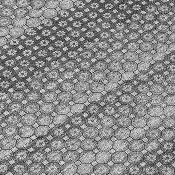 8' Gray And Silver Round Striped Washable Indoor Outdoor Area Rug