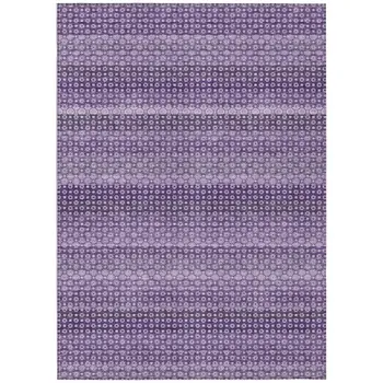 3' X 5' Lavender And Purple Striped Washable Indoor Outdoor Area Rug