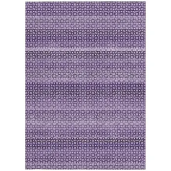 5' X 8' Lavender And Purple Striped Washable Indoor Outdoor Area Rug
