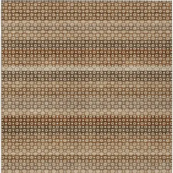 5' X 8' Orange And Copper Striped Washable Indoor Outdoor Area Rug