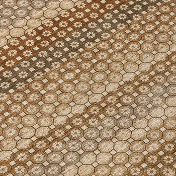 5' X 8' Orange And Copper Striped Washable Indoor Outdoor Area Rug